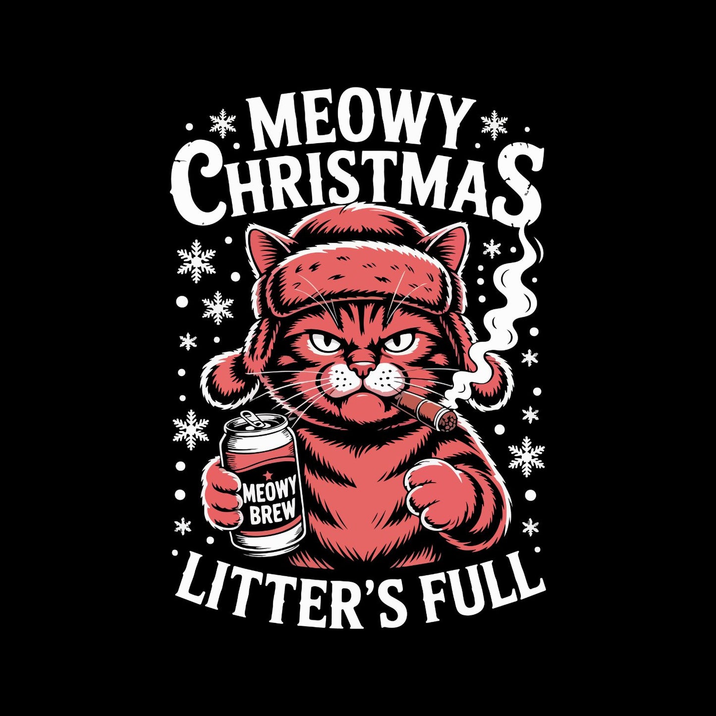 Meowy Christmas Litter’s Full T-Shirt | Xmas Graphic Tee | Funny Holiday Shirt