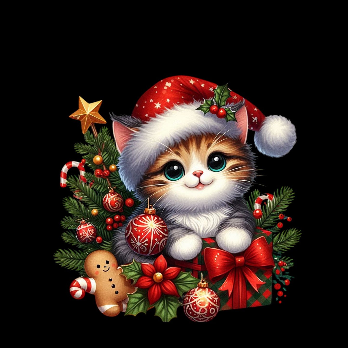 Kitty Christmas T-Shirt | Xmas Graphic Tee | Holiday Shirt