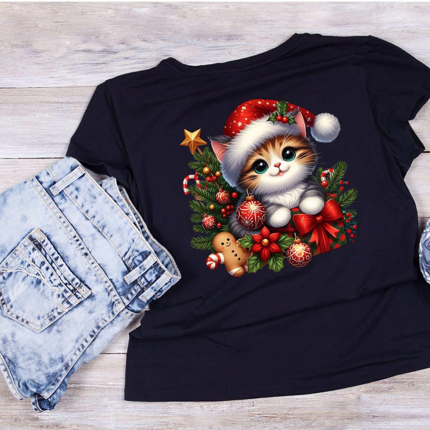 Kitty Christmas T-Shirt | Xmas Graphic Tee | Holiday Shirt