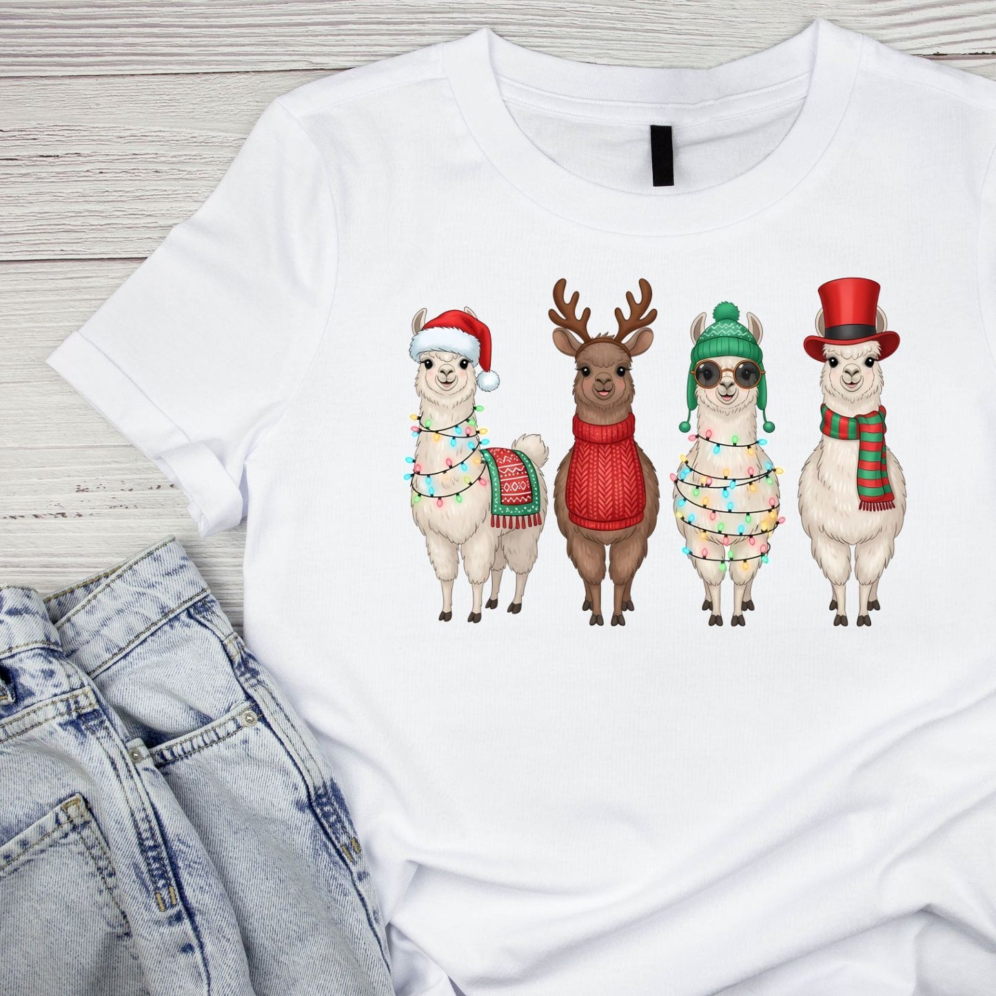Llama Christmas T-Shirt | Xmas Graphic Tee | Holiday Shirt