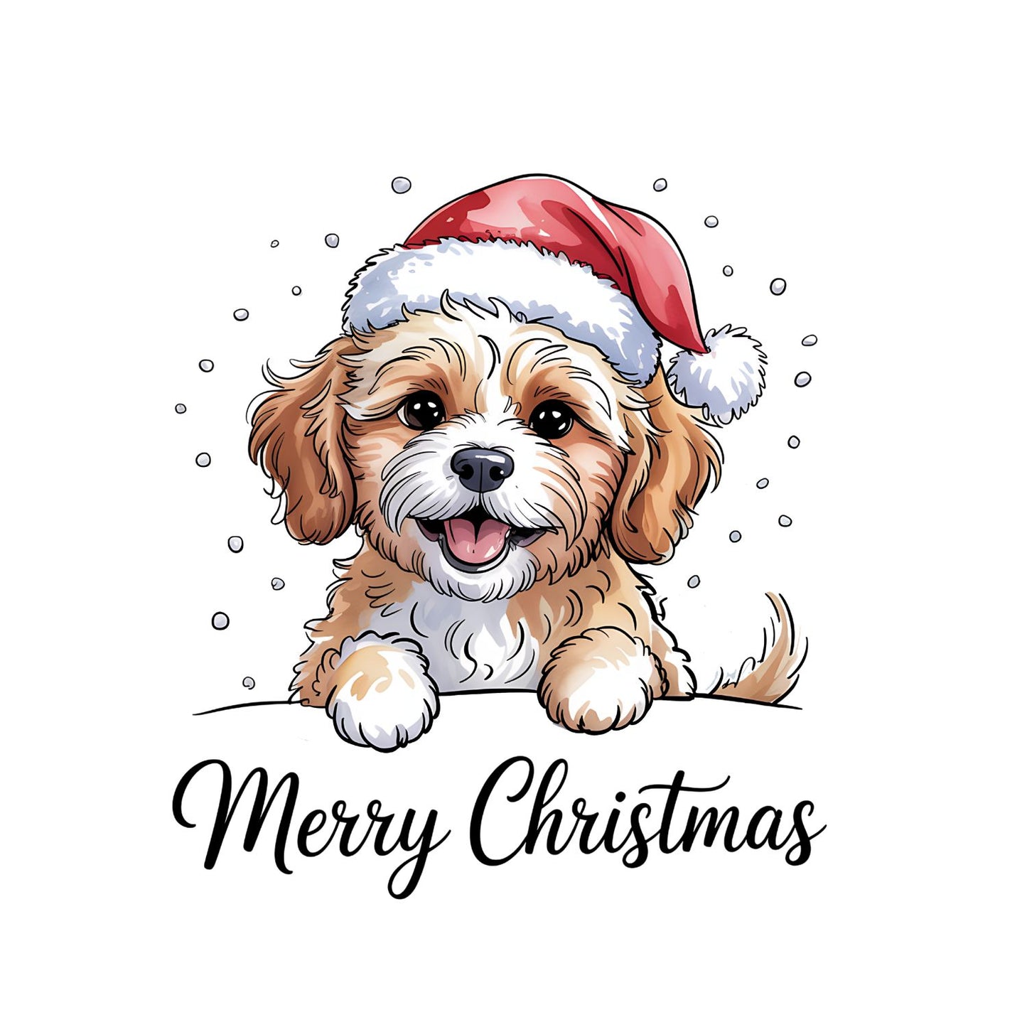 Merry Christmas Puppy in Santa Hat Lights T-Shirt | Xmas Graphic Tee | Cute Holiday Shirt