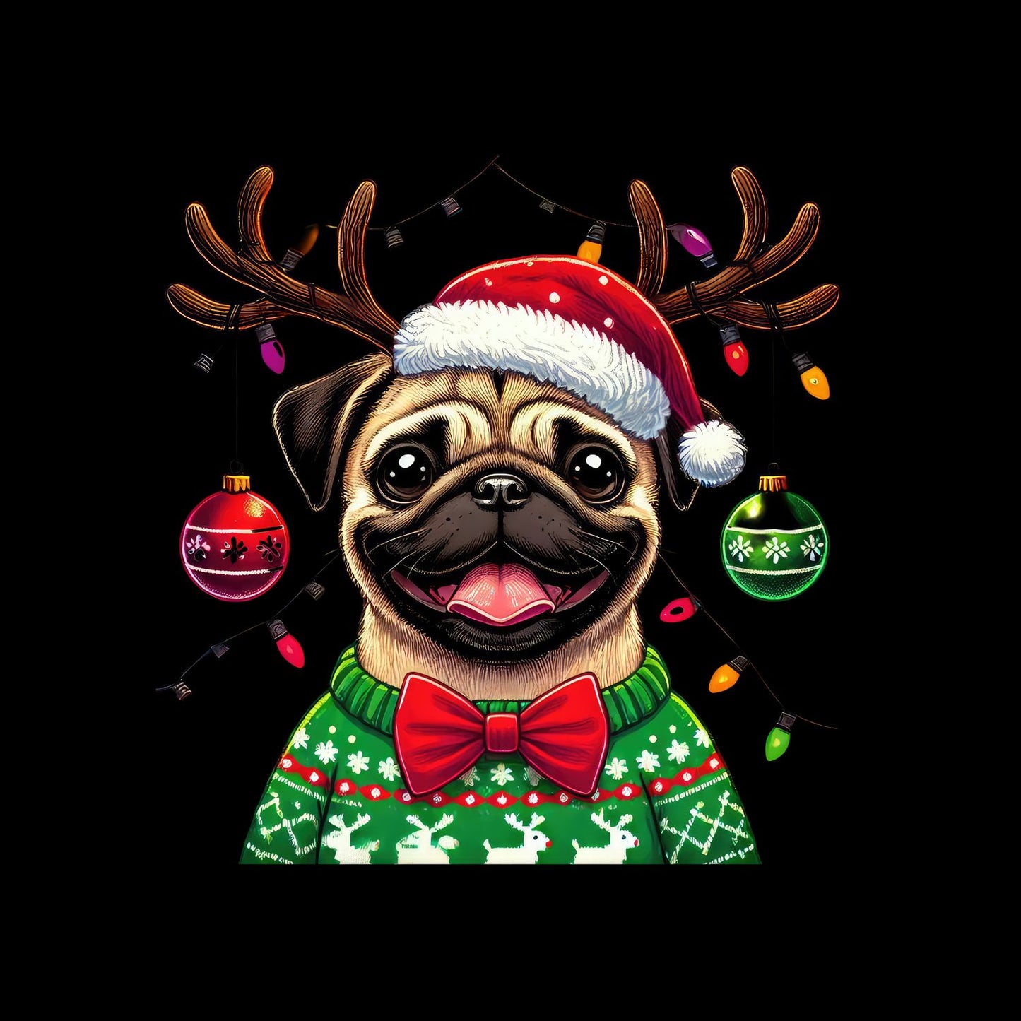 Dog Reindeer Christmas Sweater T-Shirt | Xmas Graphic Tee | Holiday Shirt