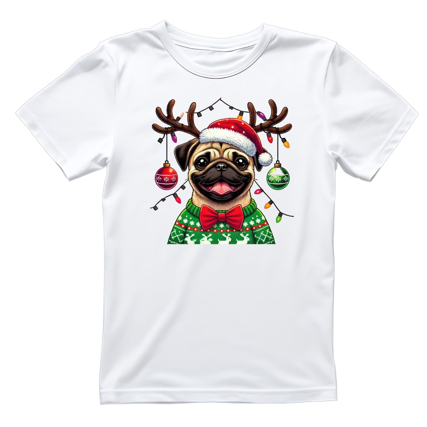 Dog Reindeer Christmas Sweater T-Shirt | Xmas Graphic Tee | Holiday Shirt