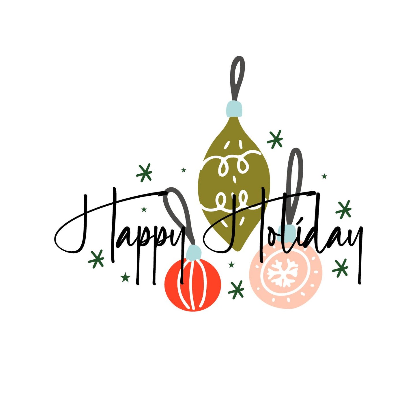 Happy Holiday Christmas Ornaments T-Shirt | Xmas Graphic Tee | Cute Holiday Shirt