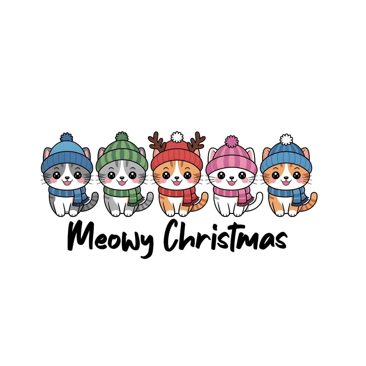 Meowy Cat Christmas T-Shirt | Xmas Graphic Tee | Cute Holiday Shirt