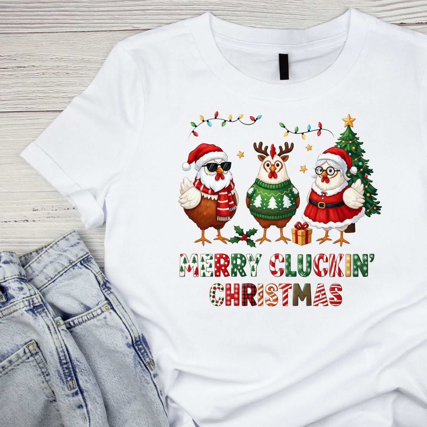 Merry Cluckin’ Christmas T-Shirt | Xmas Graphic Tee | Christmas Shirt