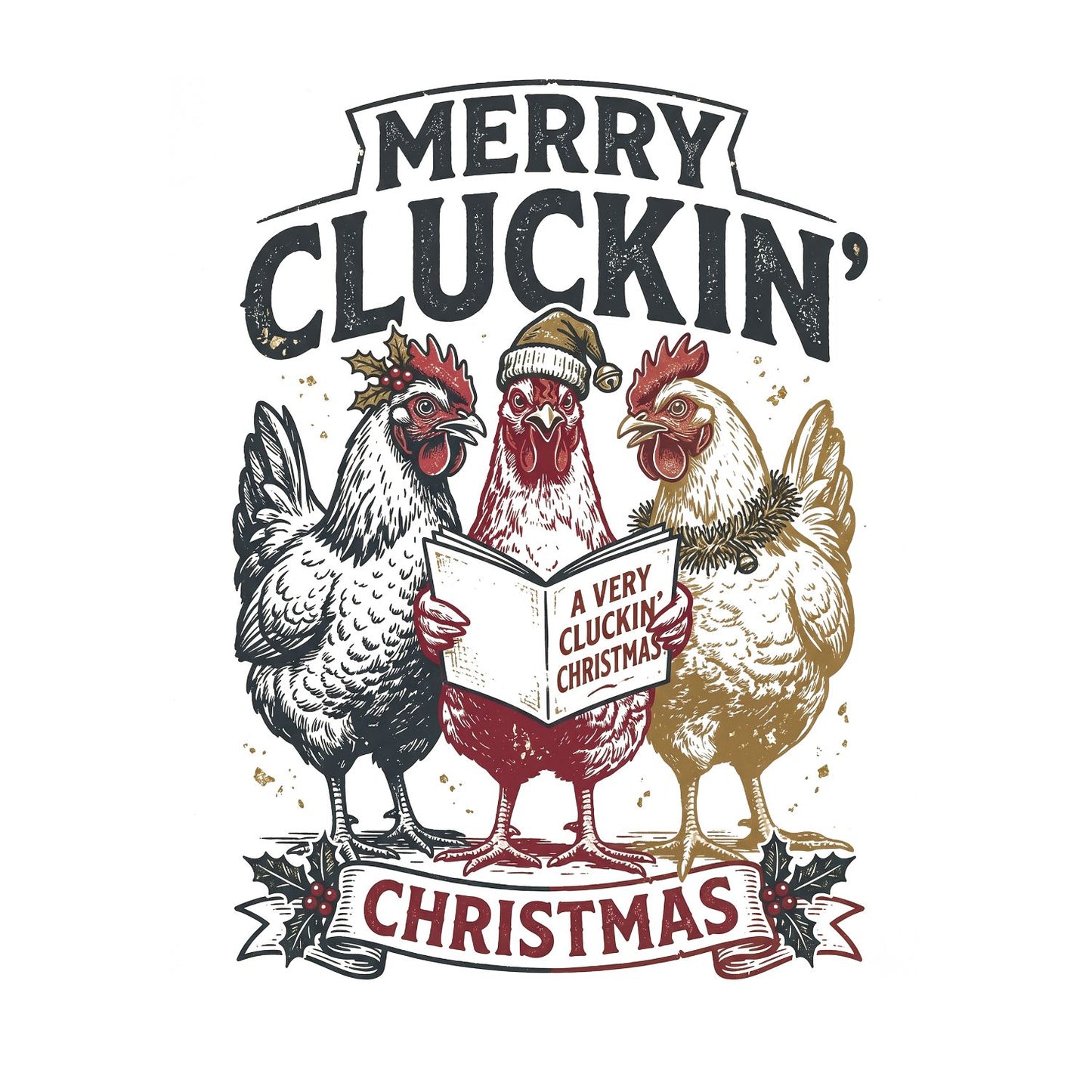 Happy Cluckin’ Christma T-Shirt | Xmas Graphic Tee | Funny Holiday Shirt