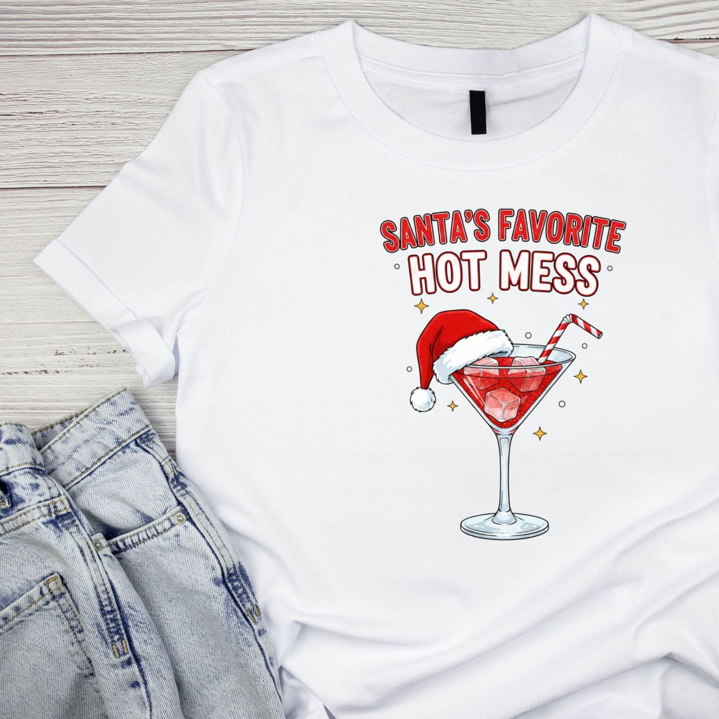 Santa’s Favorite Hot Mess Christmas T-Shirt | Xmas Graphic Tee | Christmas Shirt