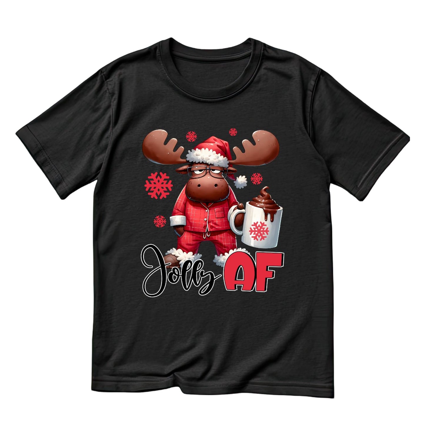Jolly AF Christmas Moose T-Shirt | Xmas Graphic Tee | Funny Shirt