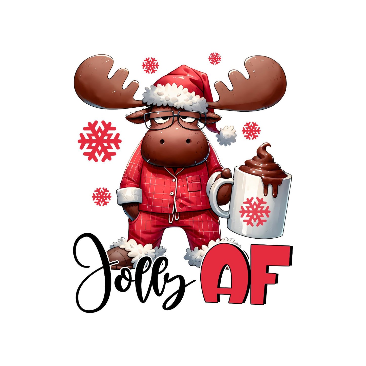 Jolly AF Christmas Moose T-Shirt | Xmas Graphic Tee | Funny Shirt