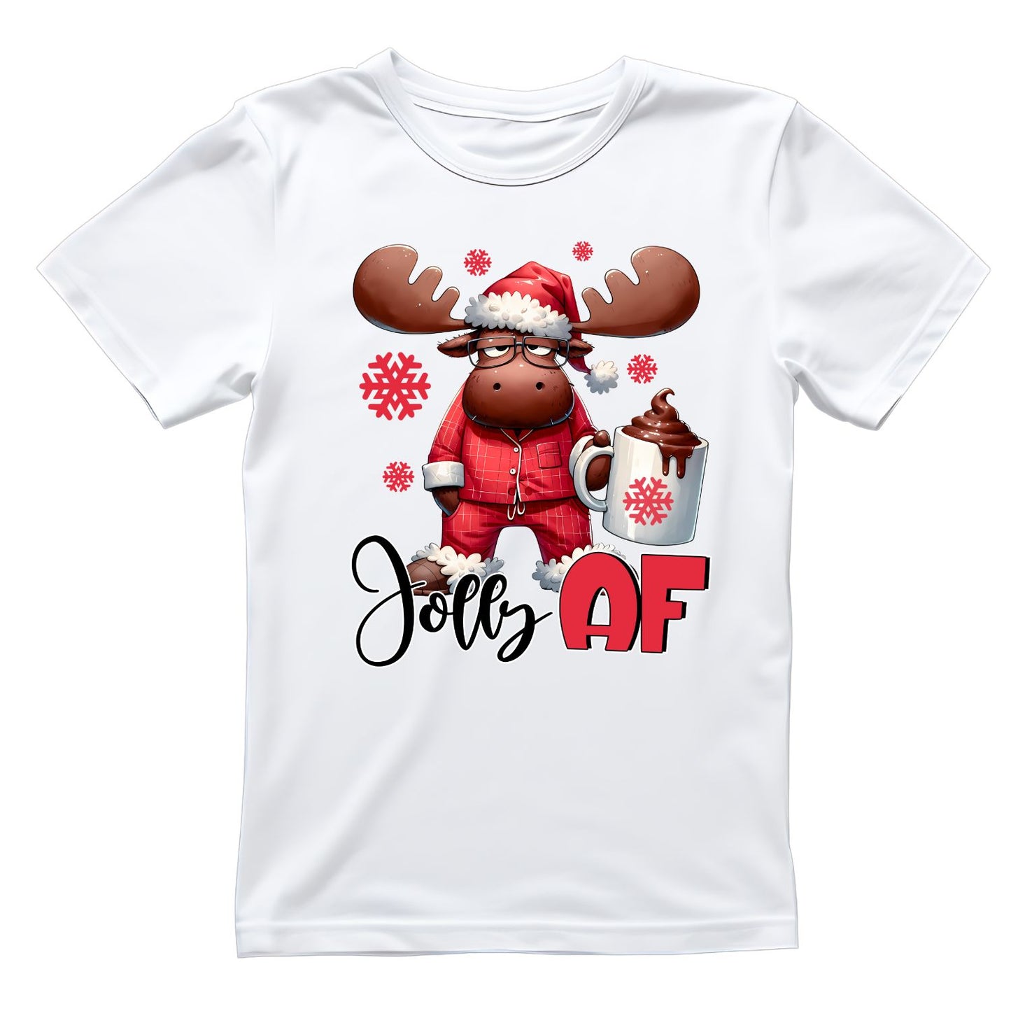 Jolly AF Christmas Moose T-Shirt | Xmas Graphic Tee | Funny Shirt