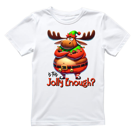 Is This Jolly Enough Christmas Moose T-Shirt | Xmas Graphic Tee | Cute Funny Holiday Shirt