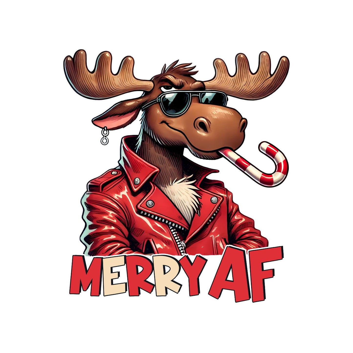 Merry AF Christmas Moose T-Shirt | Xmas Graphic Tee | Cute Funny Holiday Shirt