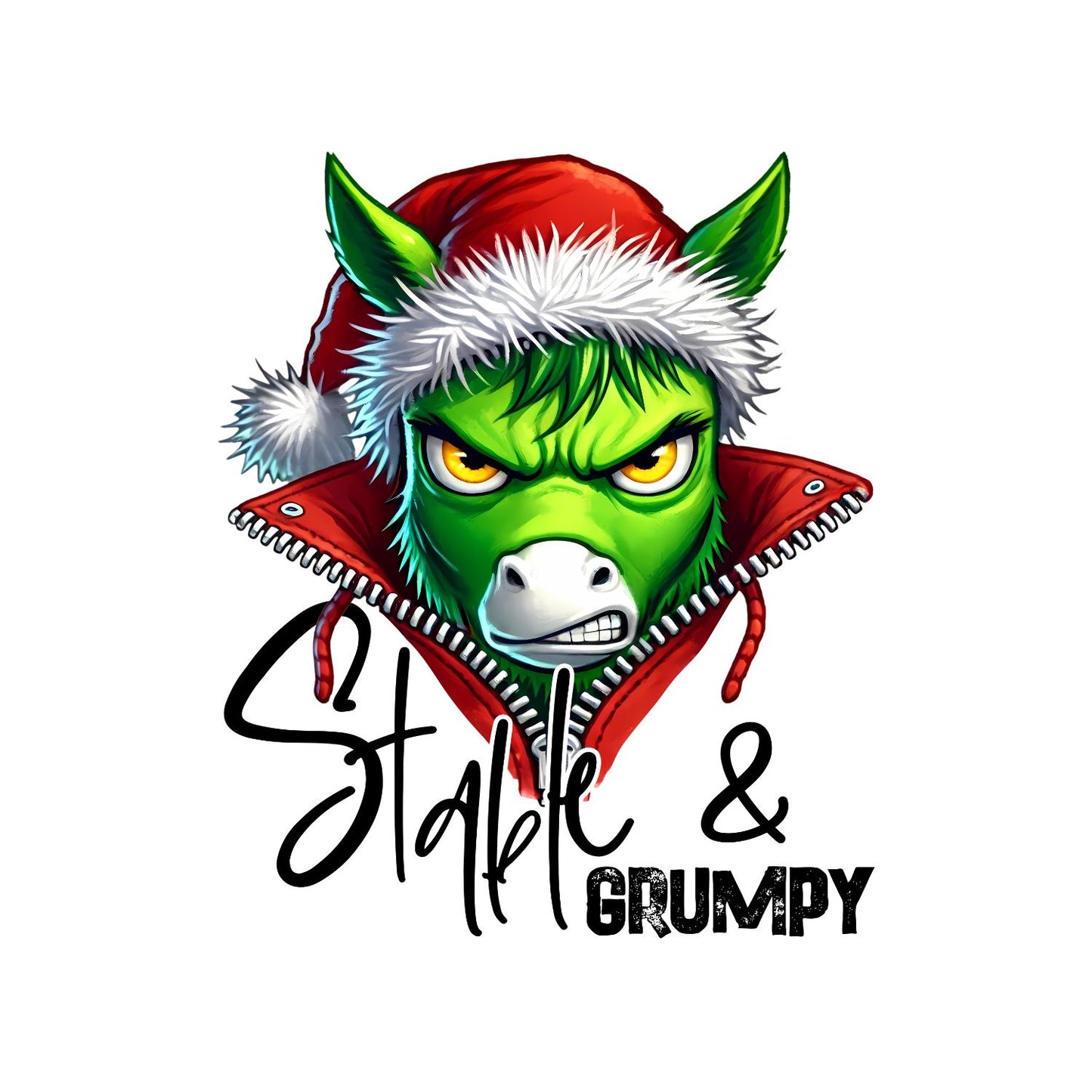 Stable & Grumpy Christmas Horse Santa T-Shirt | Xmas Graphic Tee | Funny Holiday Shirt