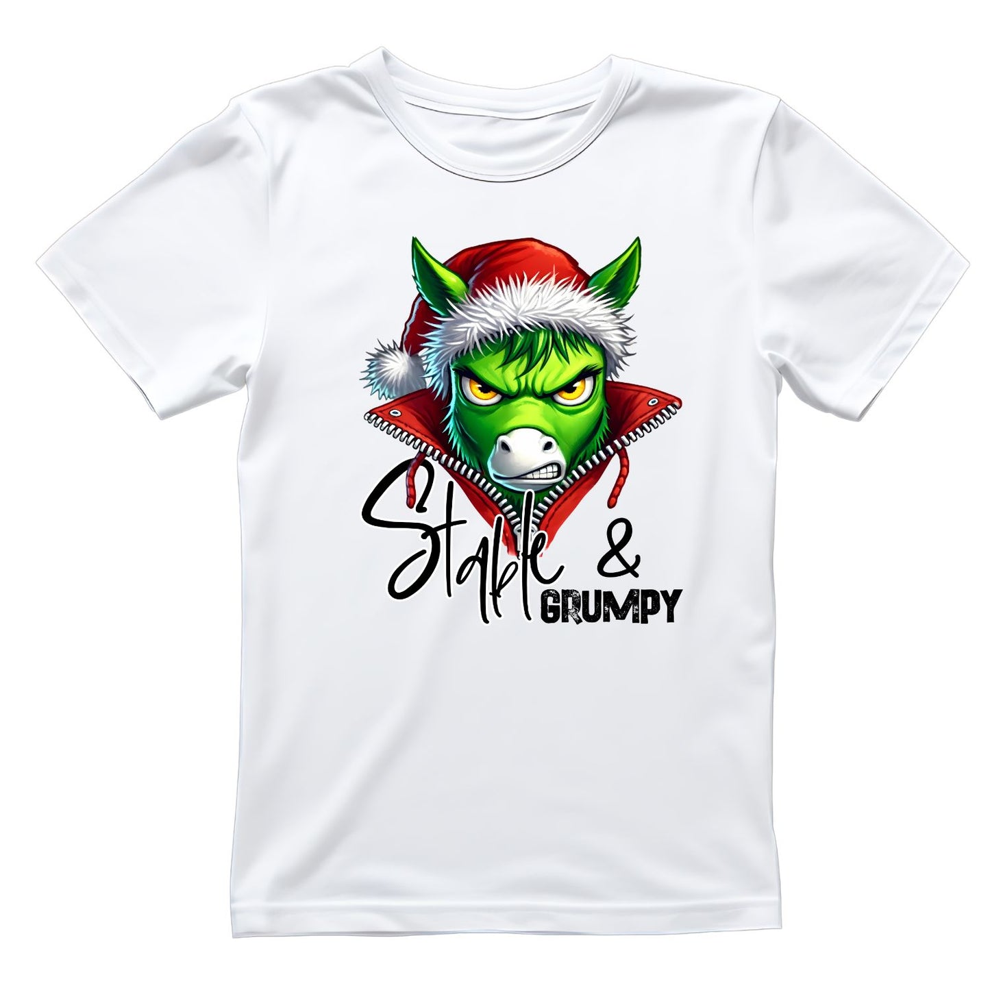 Stable & Grumpy Christmas Horse Santa T-Shirt | Xmas Graphic Tee | Funny Holiday Shirt