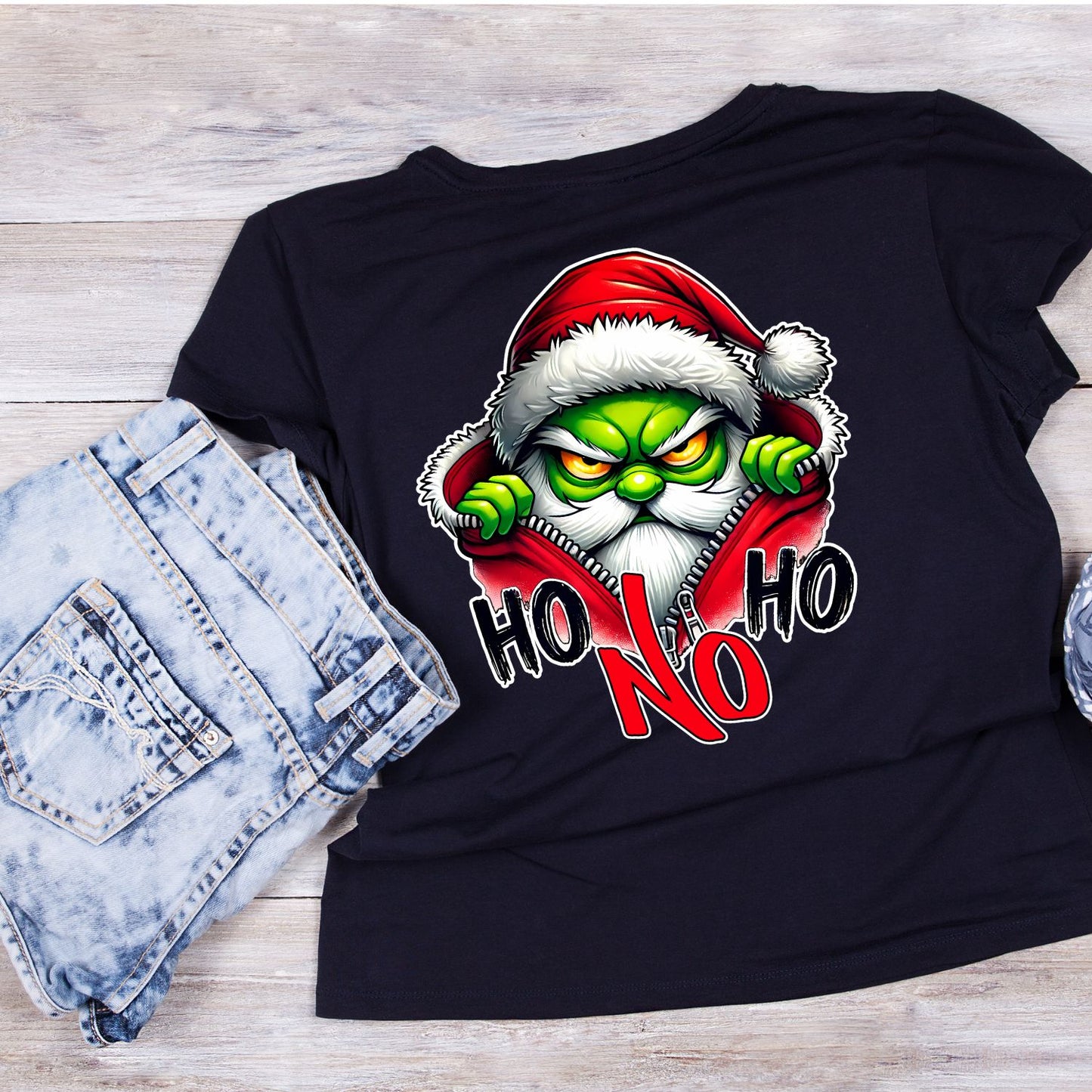 Ho Ho No Horror Santa Christmas T-Shirt | Xmas Graphic Tee | Funny Shirt