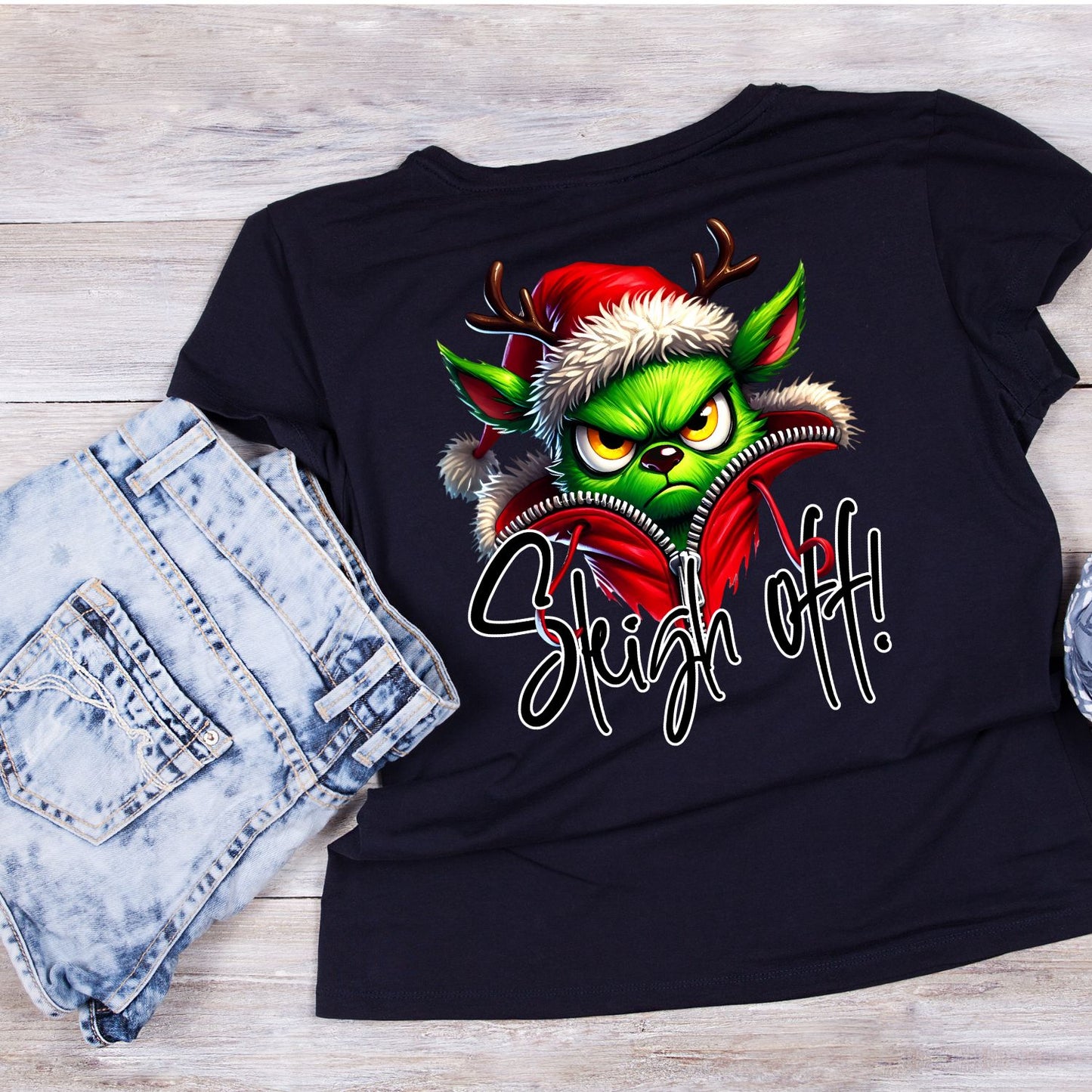 Sleigh Off Christmas Reindeer T-Shirt | Xmas Graphic Tee | Funny Shirt