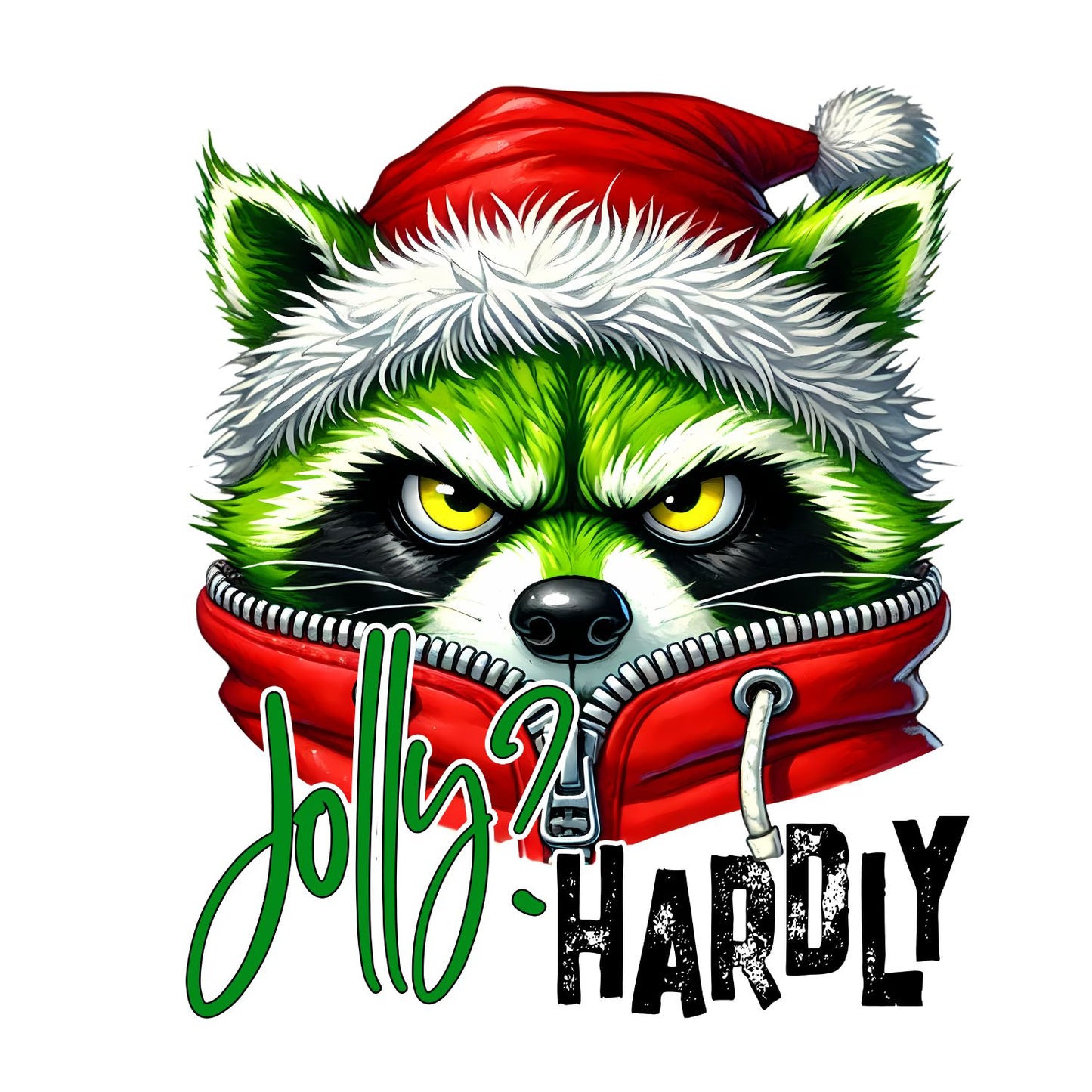 Jolly Hardly Raccoon Santa Christmas T-Shirt | Xmas Graphic Tee | Funny Shirt