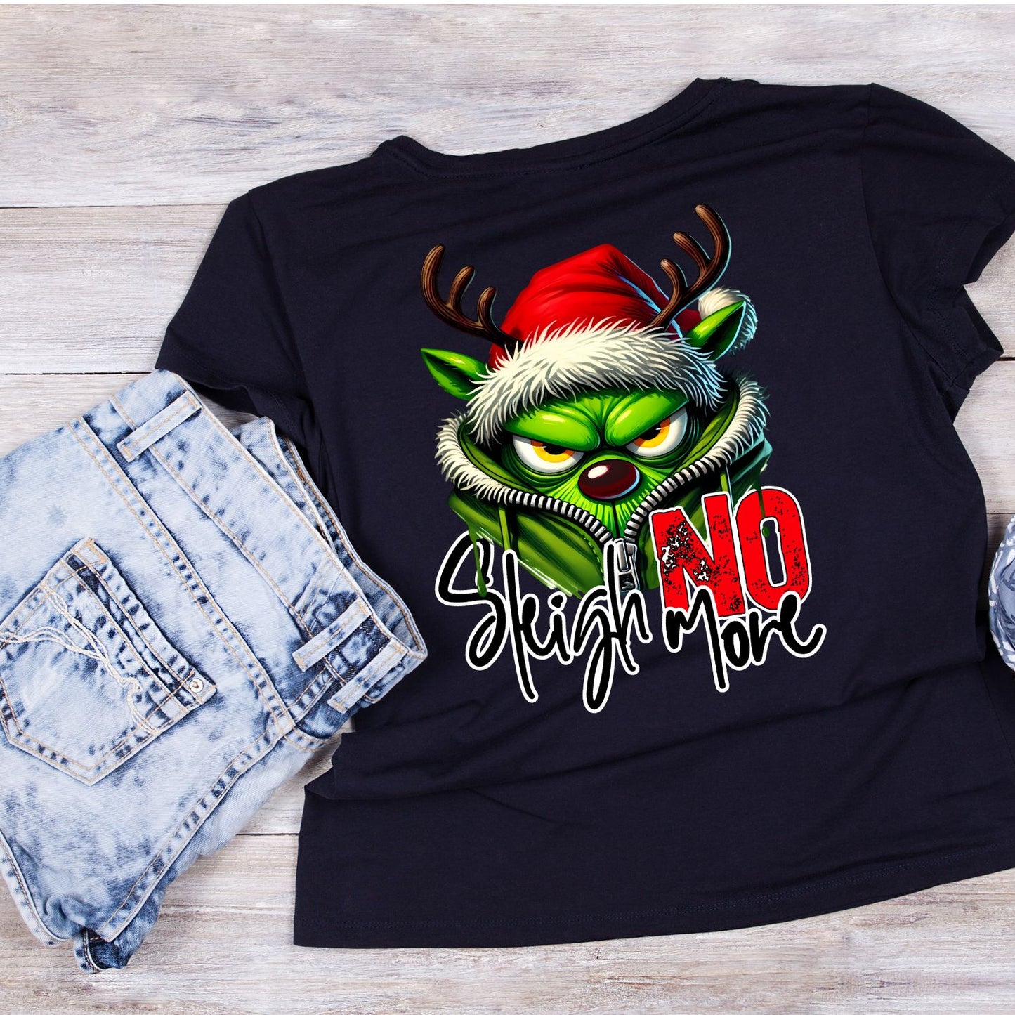 Sleigh No More Santa Reindeer Christmas T-Shirt | Xmas Graphic Tee | Funny Shirt