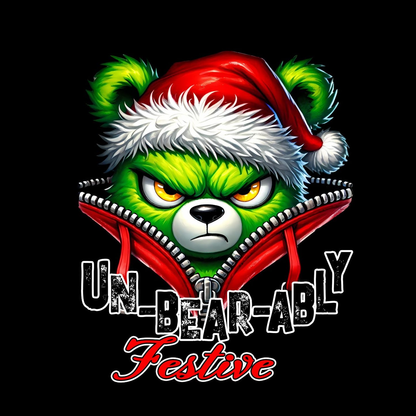 Un-bear-ably Festive Bear Santa Christmas T-Shirt | Xmas Graphic Tee | Funny Shirt