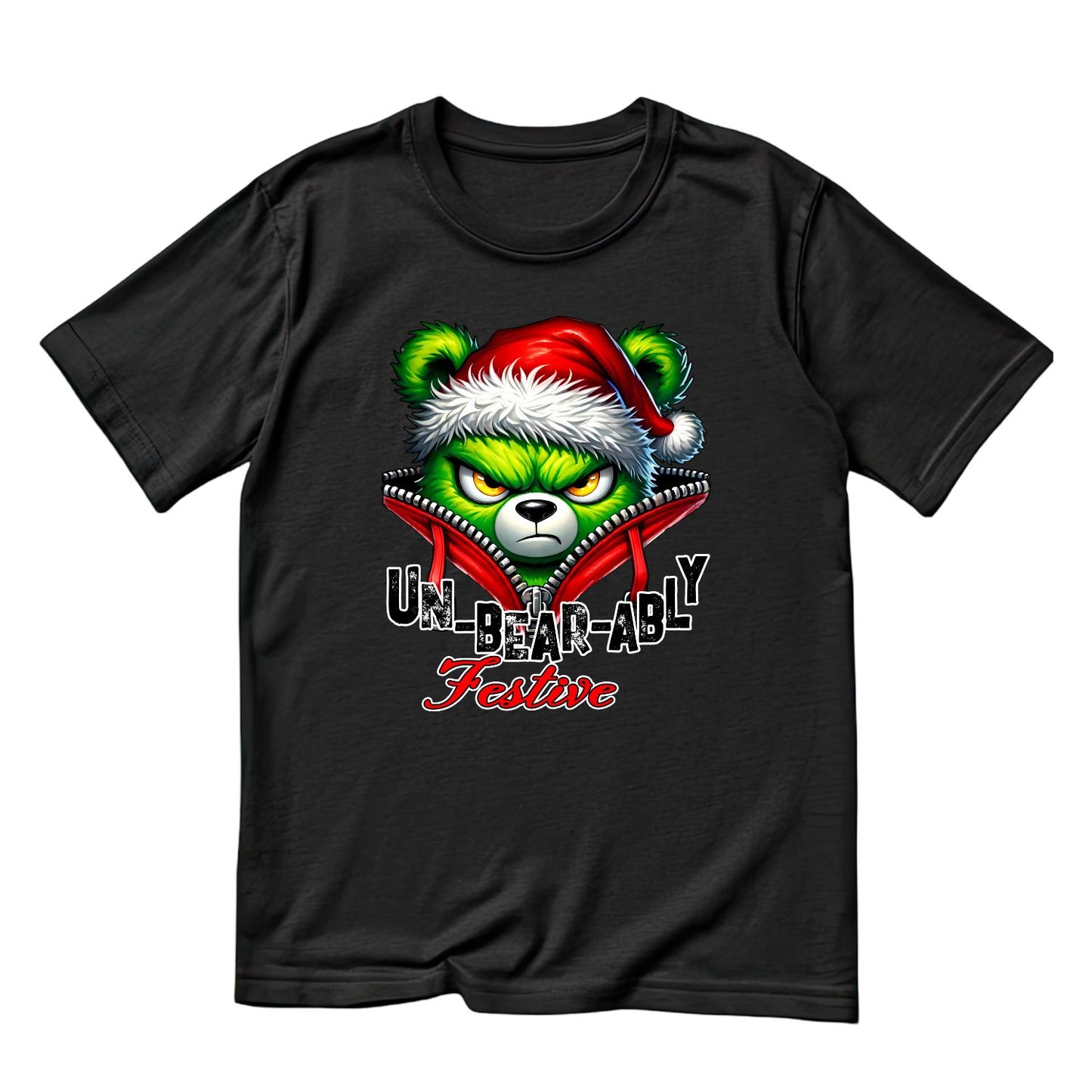 Un-bear-ably Festive Bear Santa Christmas T-Shirt | Xmas Graphic Tee | Funny Shirt