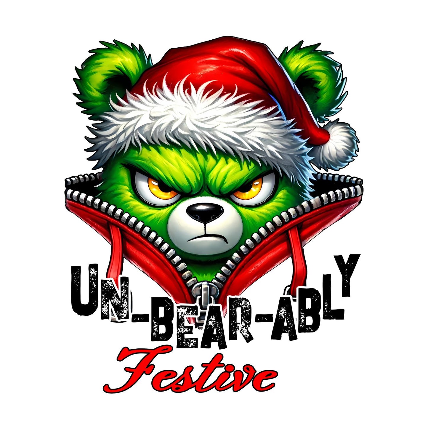 Un-bear-ably Festive Bear Santa Christmas T-Shirt | Xmas Graphic Tee | Funny Shirt