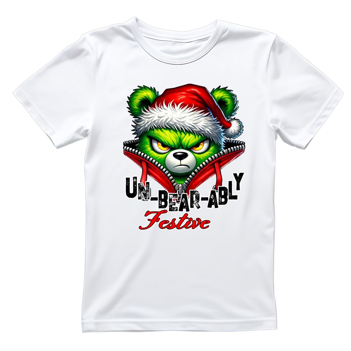 Un-bear-ably Festive Bear Santa Christmas T-Shirt | Xmas Graphic Tee | Funny Shirt