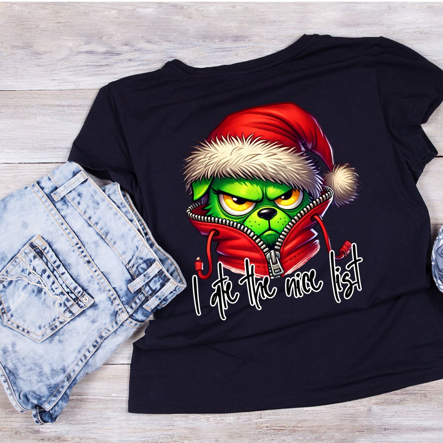 I Ate The Nice List Dog Santa Christmas T-Shirt | Xmas Graphic Tee | Funny Shirt