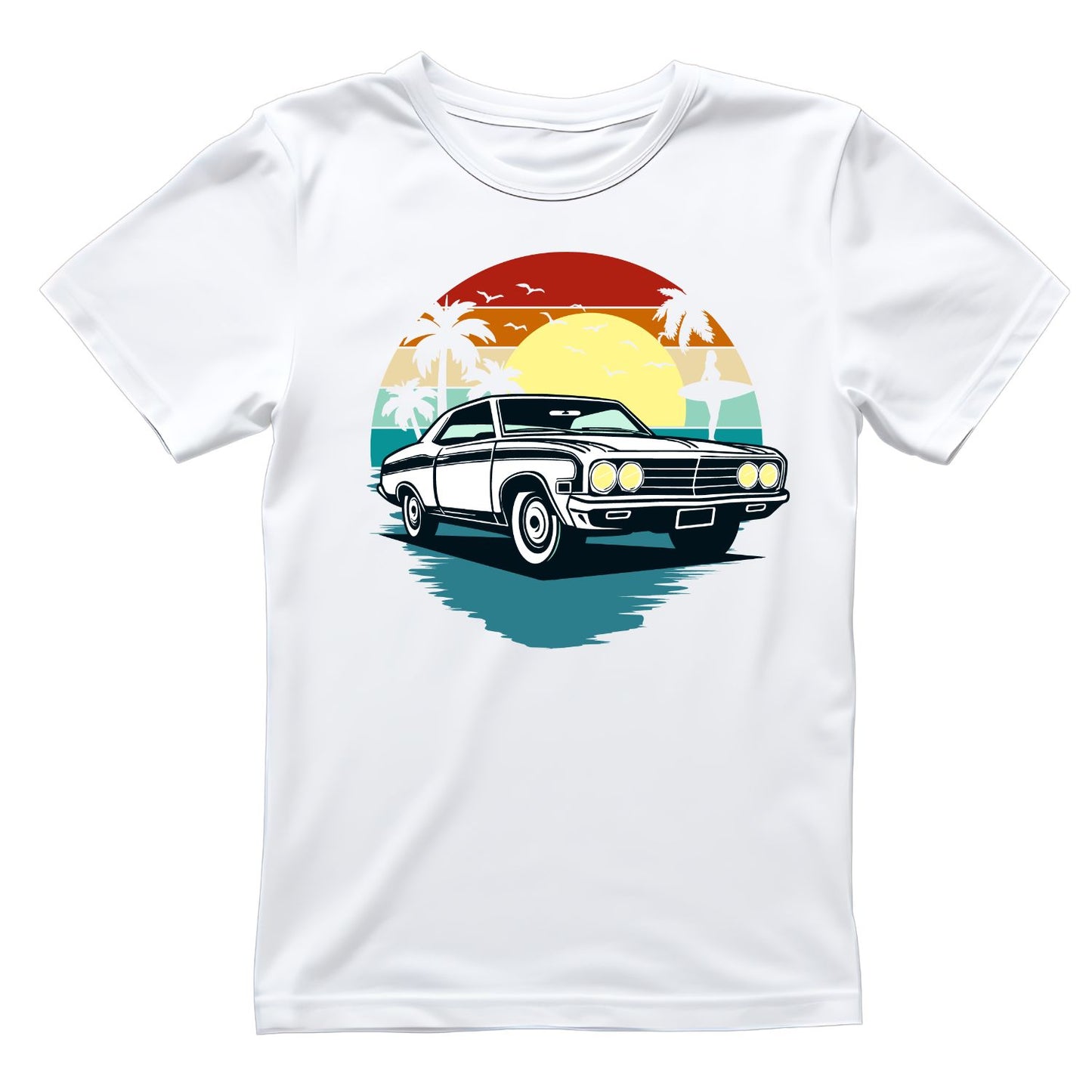 Sunset Vintage Car Palm Trees T-Shirt | Summer Graphic Tee | Shirt