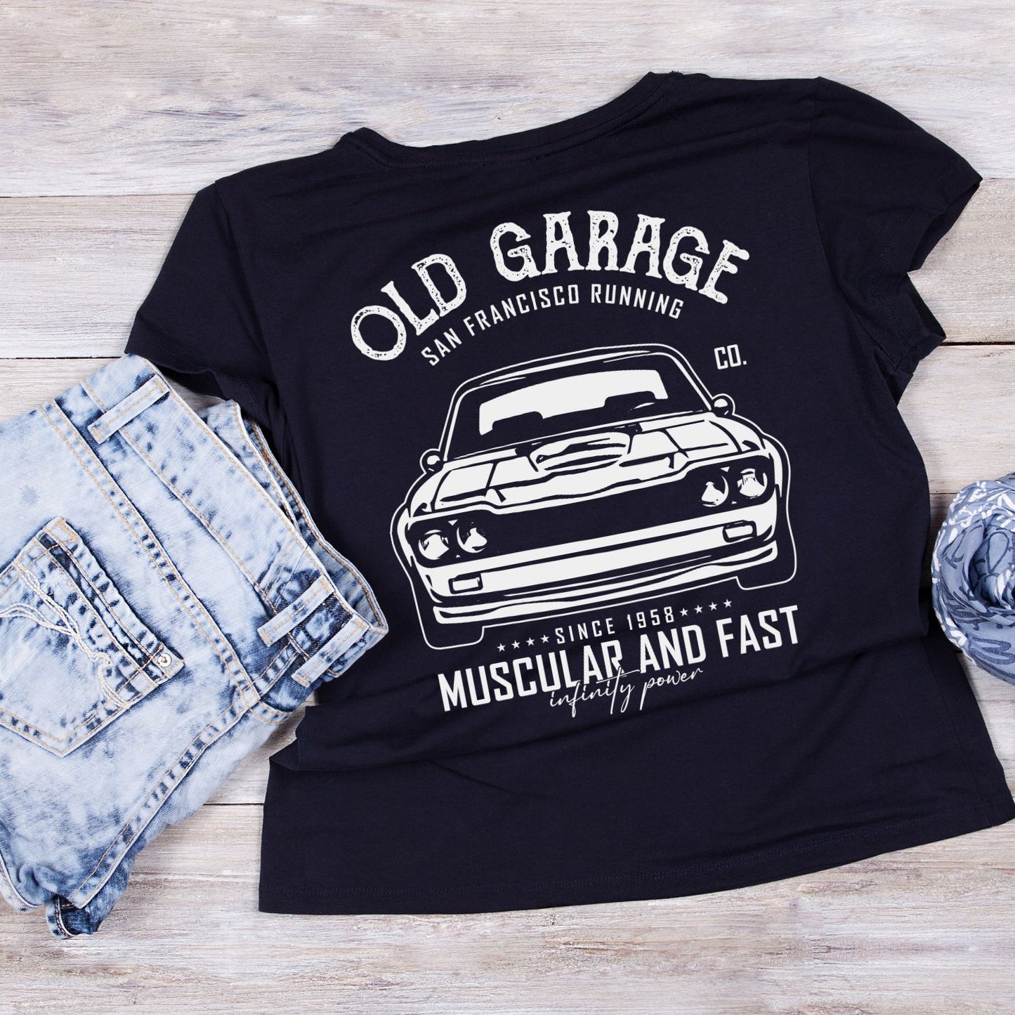 Old Garage Muscular And Fast T-Shirt | Vintage Car Graphic Tee | Shirt