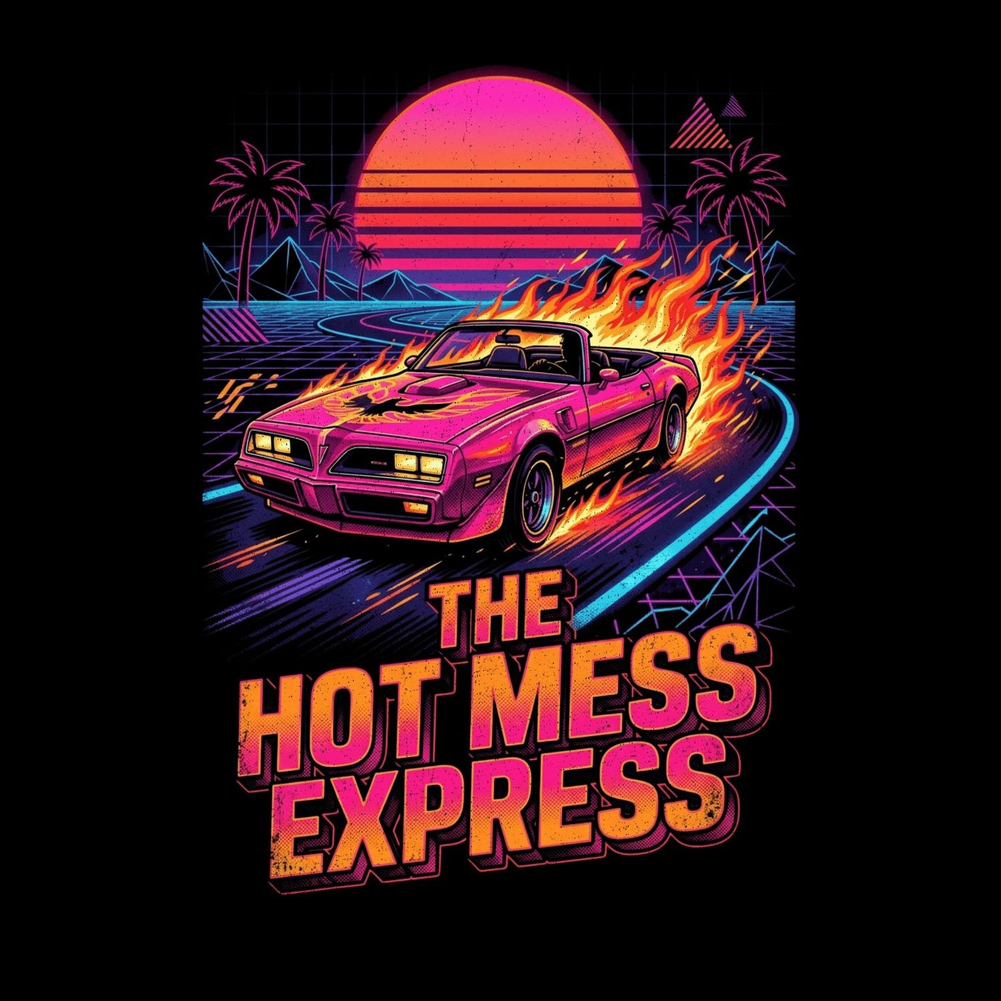 The Hot Mess Express Flaming Retro T-Shirt | Vintage Car Graphic Tee | Shirt
