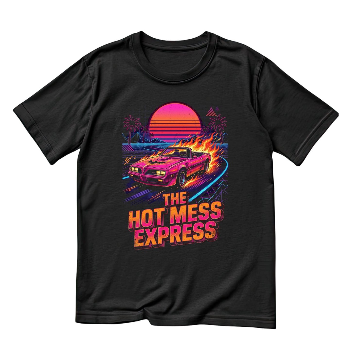 The Hot Mess Express Flaming Retro T-Shirt | Vintage Car Graphic Tee | Shirt