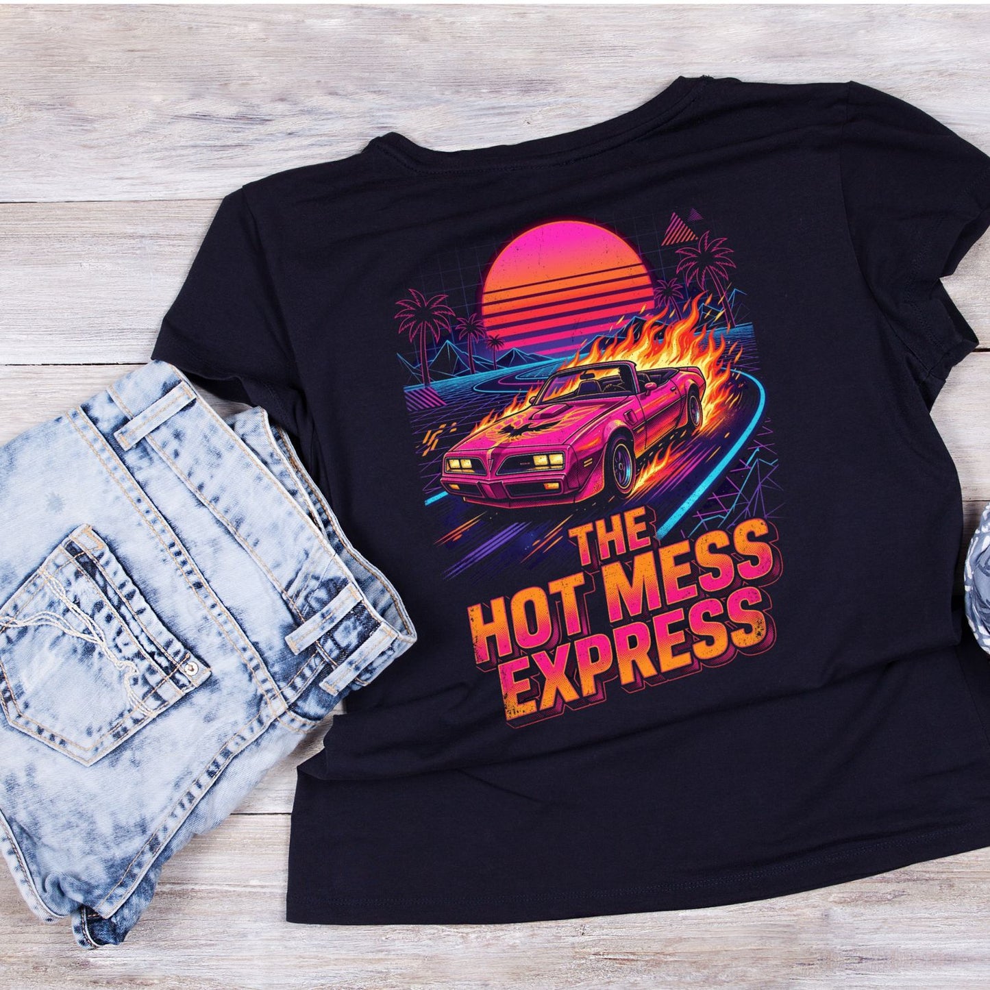 The Hot Mess Express Flaming Retro T-Shirt | Vintage Car Graphic Tee | Shirt