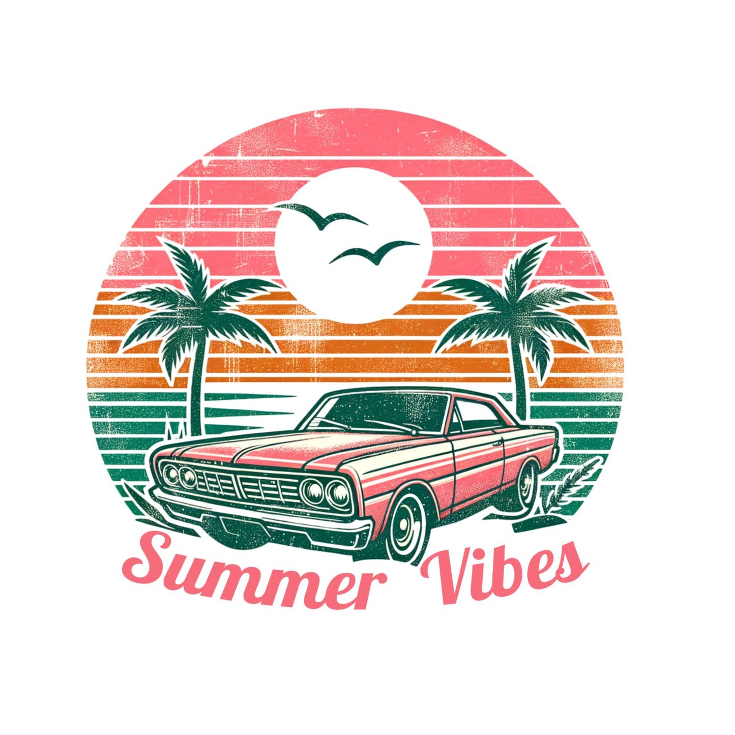 Summer Vibes Vintage Car Palm Trees T-Shirt | Summer Graphic Tee | Shirt