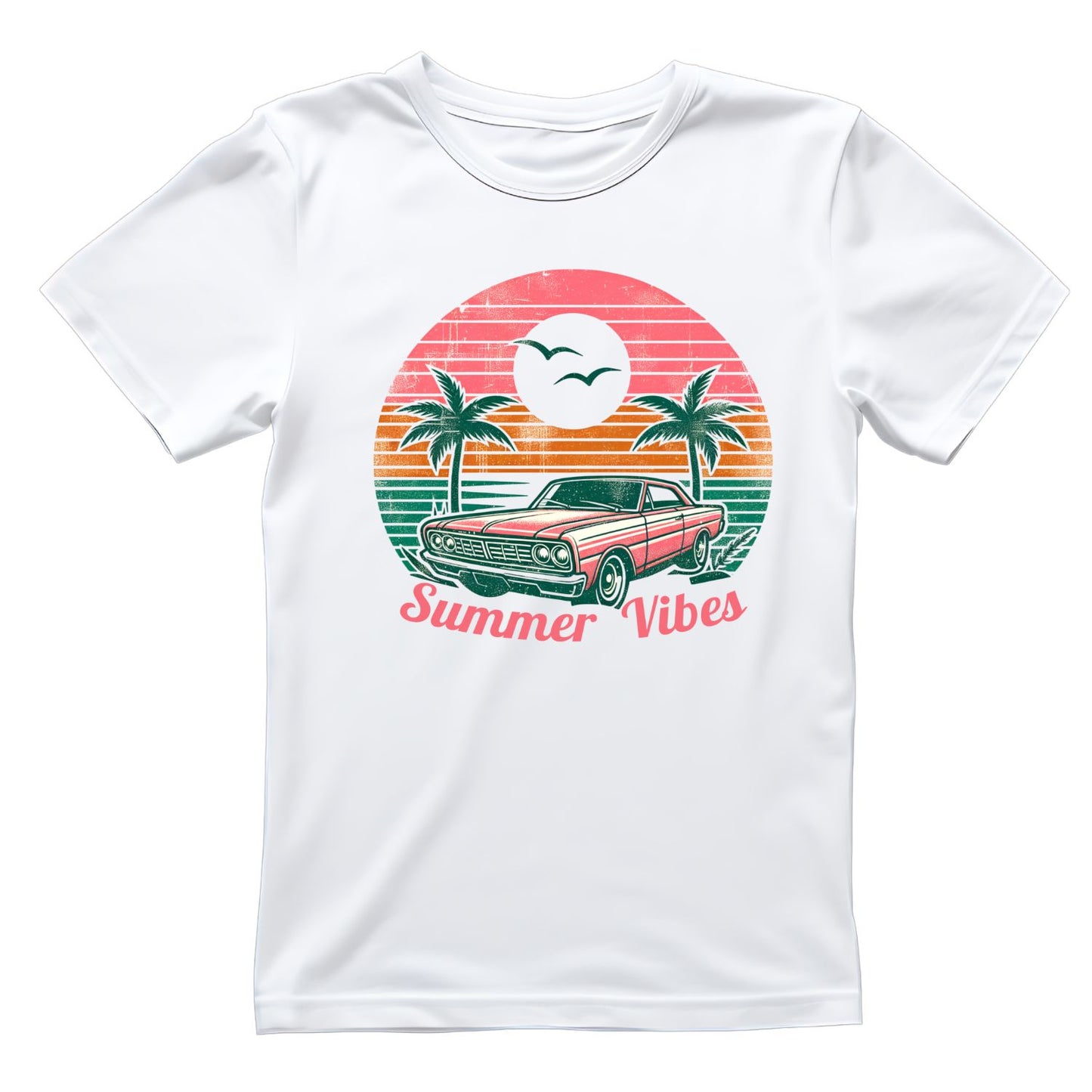 Summer Vibes Vintage Car Palm Trees T-Shirt | Summer Graphic Tee | Shirt