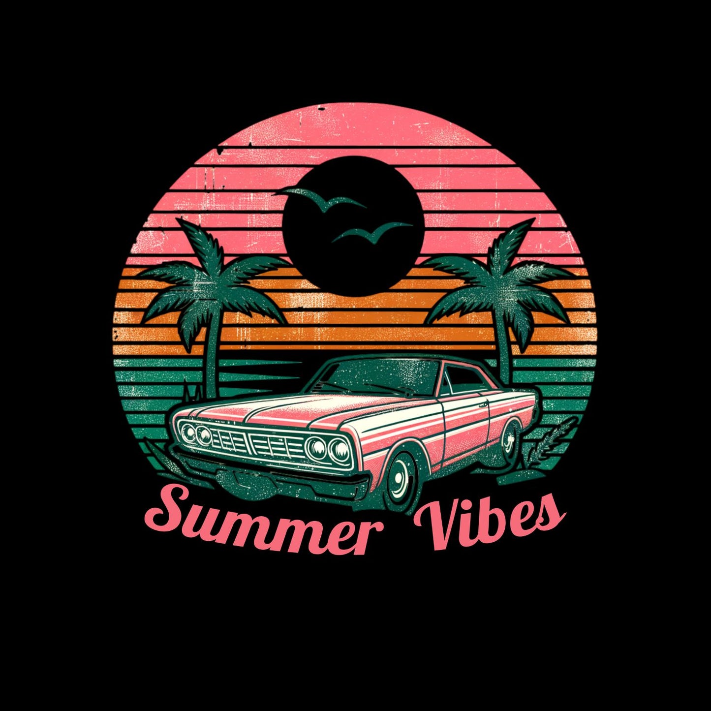 Summer Vibes Vintage Car Palm Trees T-Shirt | Summer Graphic Tee | Shirt
