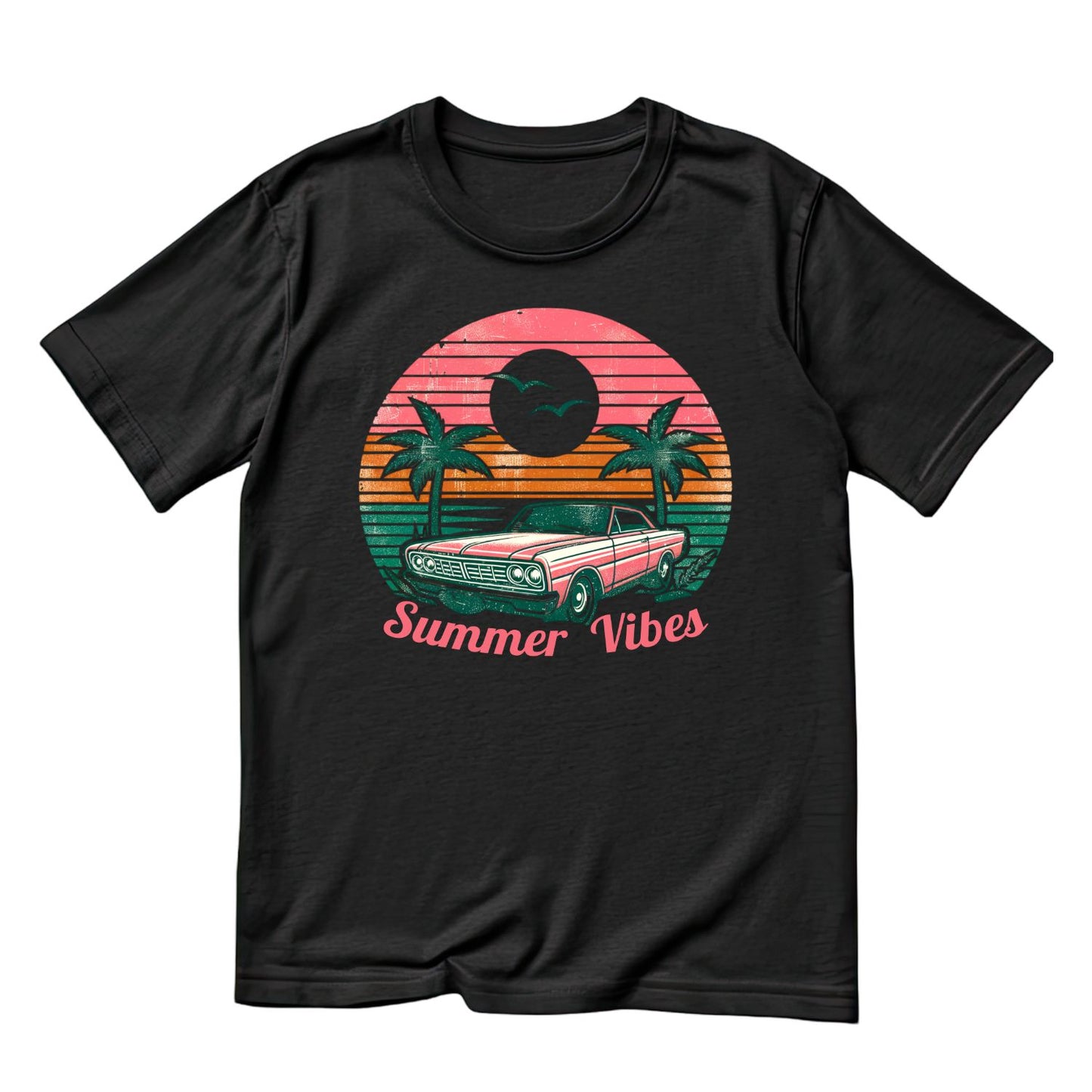 Summer Vibes Vintage Car Palm Trees T-Shirt | Summer Graphic Tee | Shirt