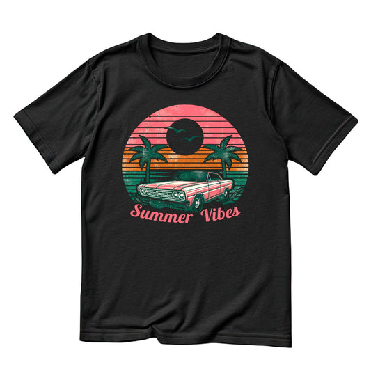 Summer Vibes Vintage Car Palm Trees T-Shirt | Summer Graphic Tee | Shirt