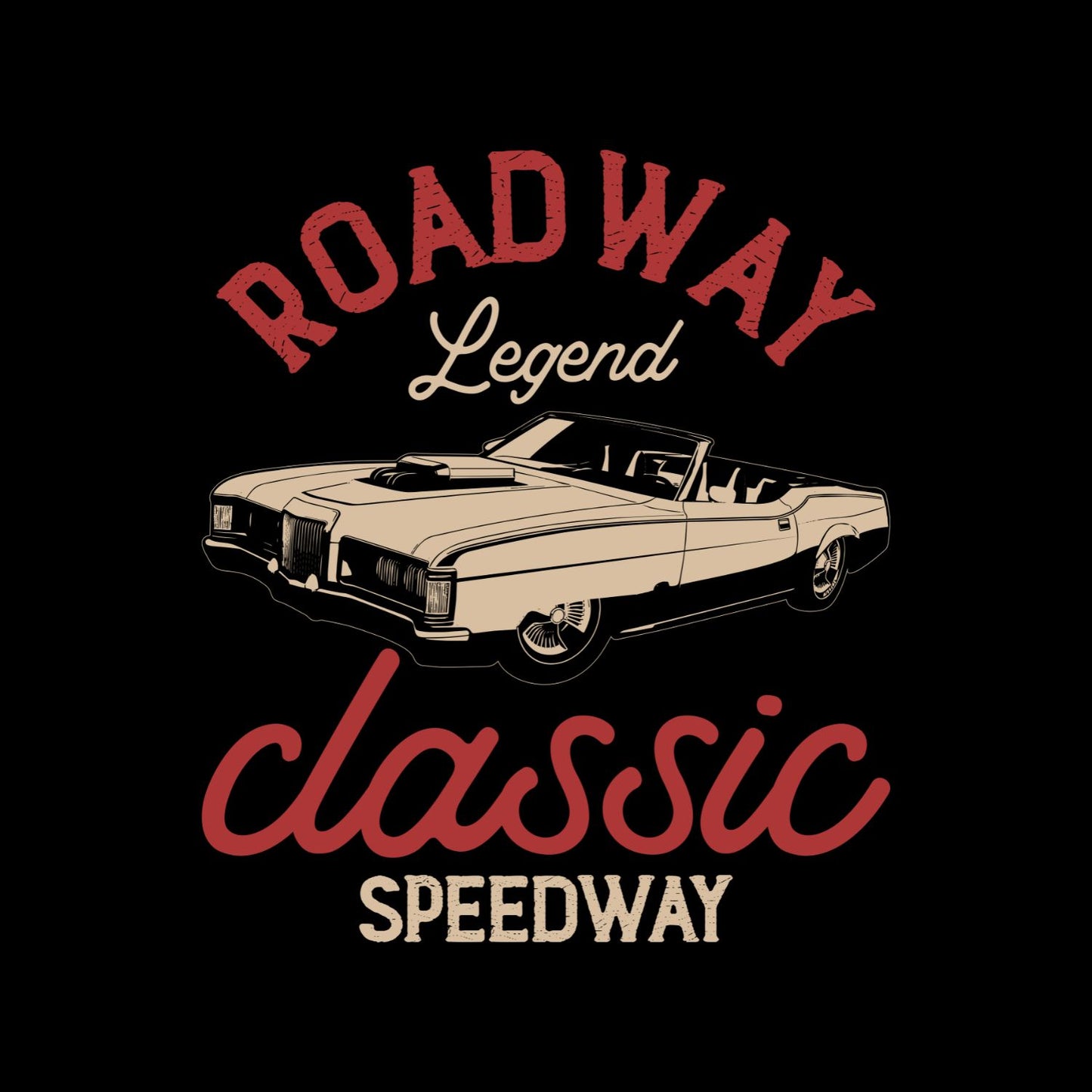 Roadway Legend Classic Speedway Car T-Shirt | Vintage Car Graphic Tee | Shirt