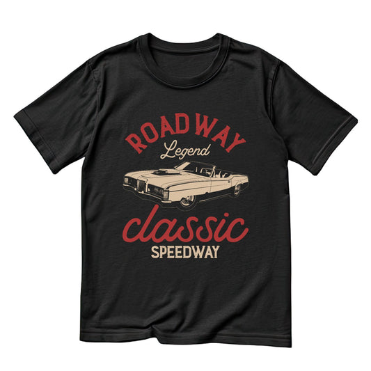 Roadway Legend Classic Speedway Car T-Shirt | Vintage Car Graphic Tee | Shirt