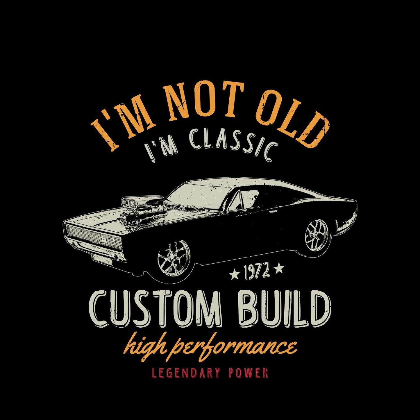I’m Not old I’m Classic Custom Built High Performance 1972 T-Shirt | Car Graphic Tee | Vintage Shirt