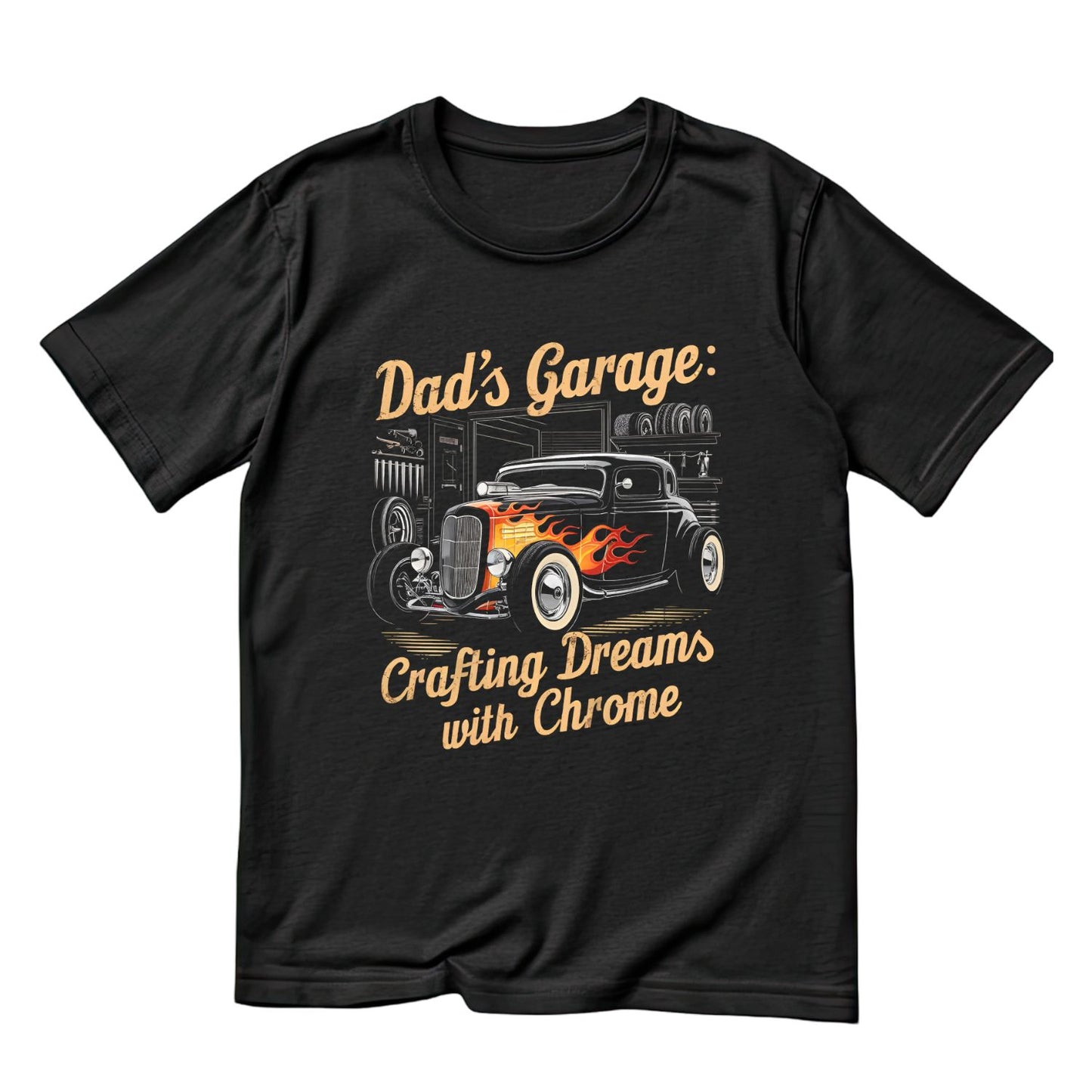 Dad’s Garage Crafting Dreams With Chrome T-Shirt | Car Graphic Tee | Vintage Shirt