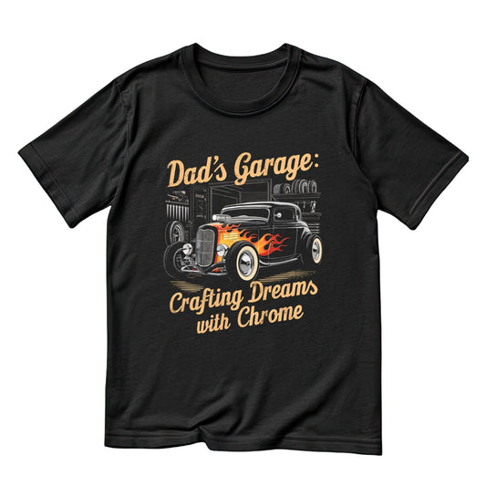 Dad’s Garage Crafting Dreams With Chrome T-Shirt | Car Graphic Tee | Vintage Shirt