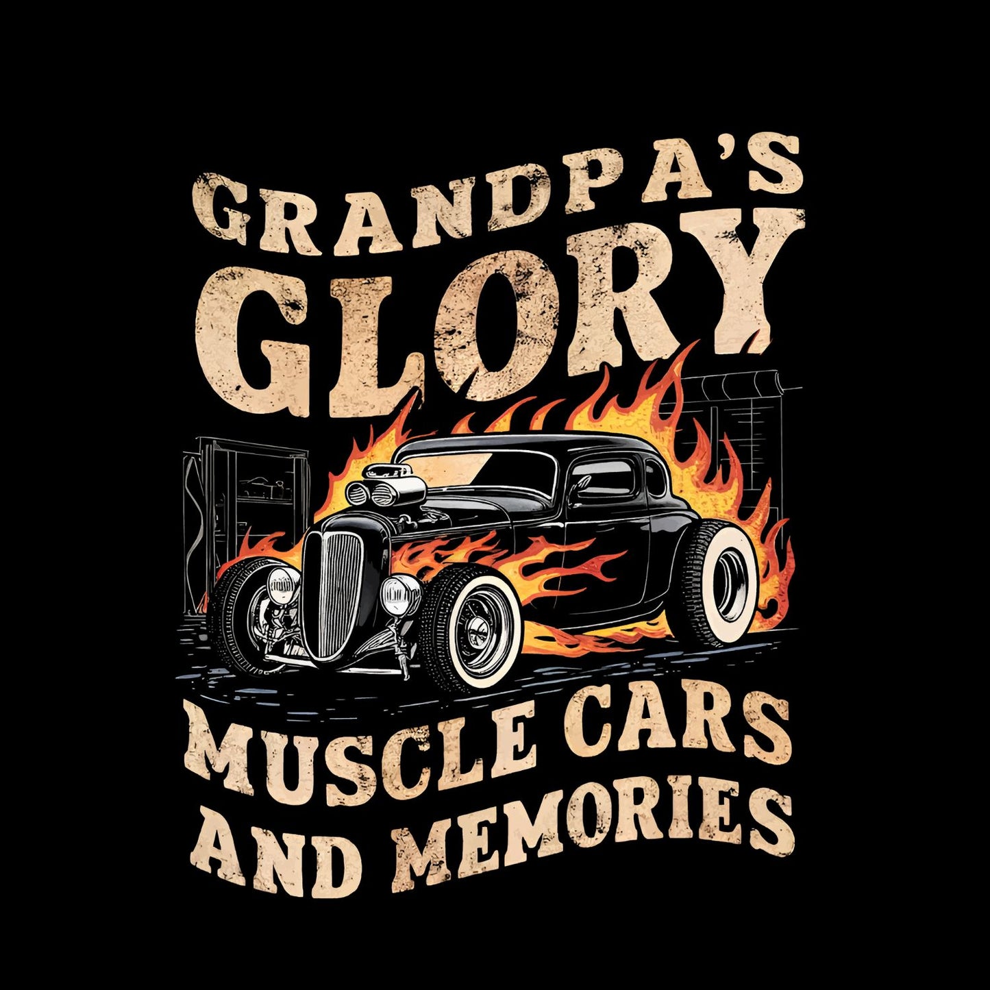 Grandpa’s Glory Muscle Cars And Memories T-Shirt | Car Graphic Tee | Vintage Shirt