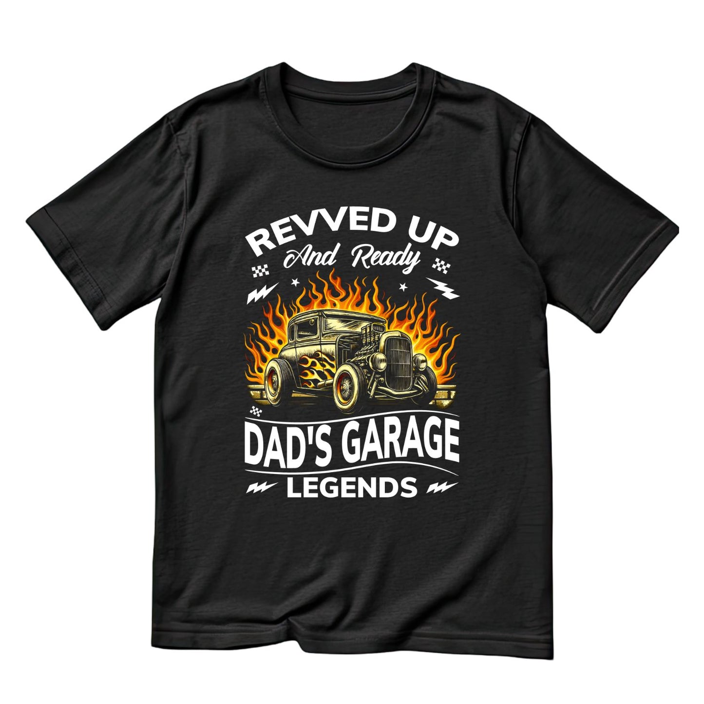 Revved Up And Ready Dad’s Garage Legends T-Shirt | Car Graphic Tee | Vintage Shirt