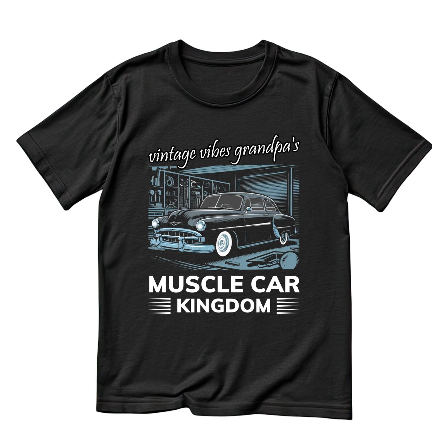 Vintage Vibe Grandpa’s Muscle Car Kingdom T-Shirt | Car Graphic Tee | Vintage Shirt