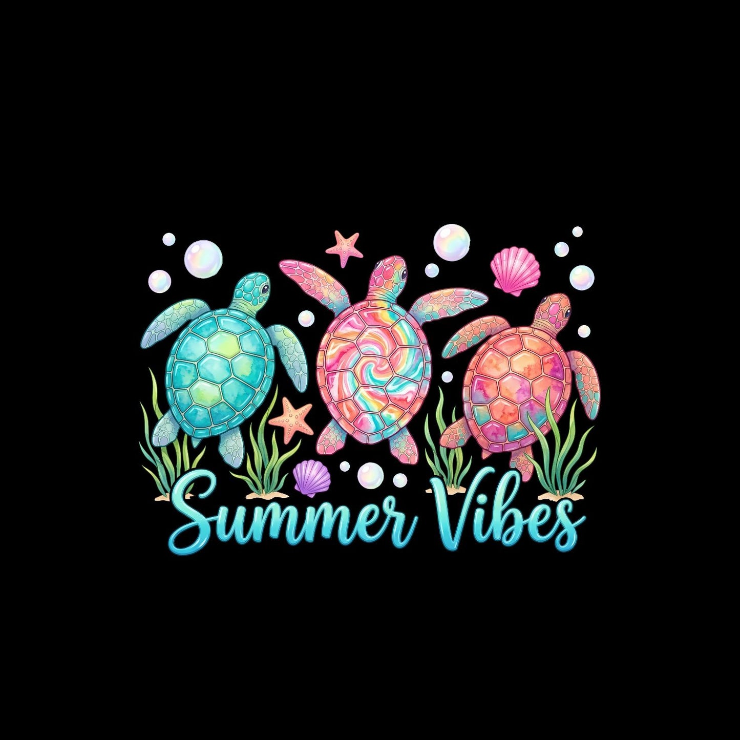 Sea Turtles Summer Vibes T-Shirt | Summer Graphic Tee | Beach Shirt