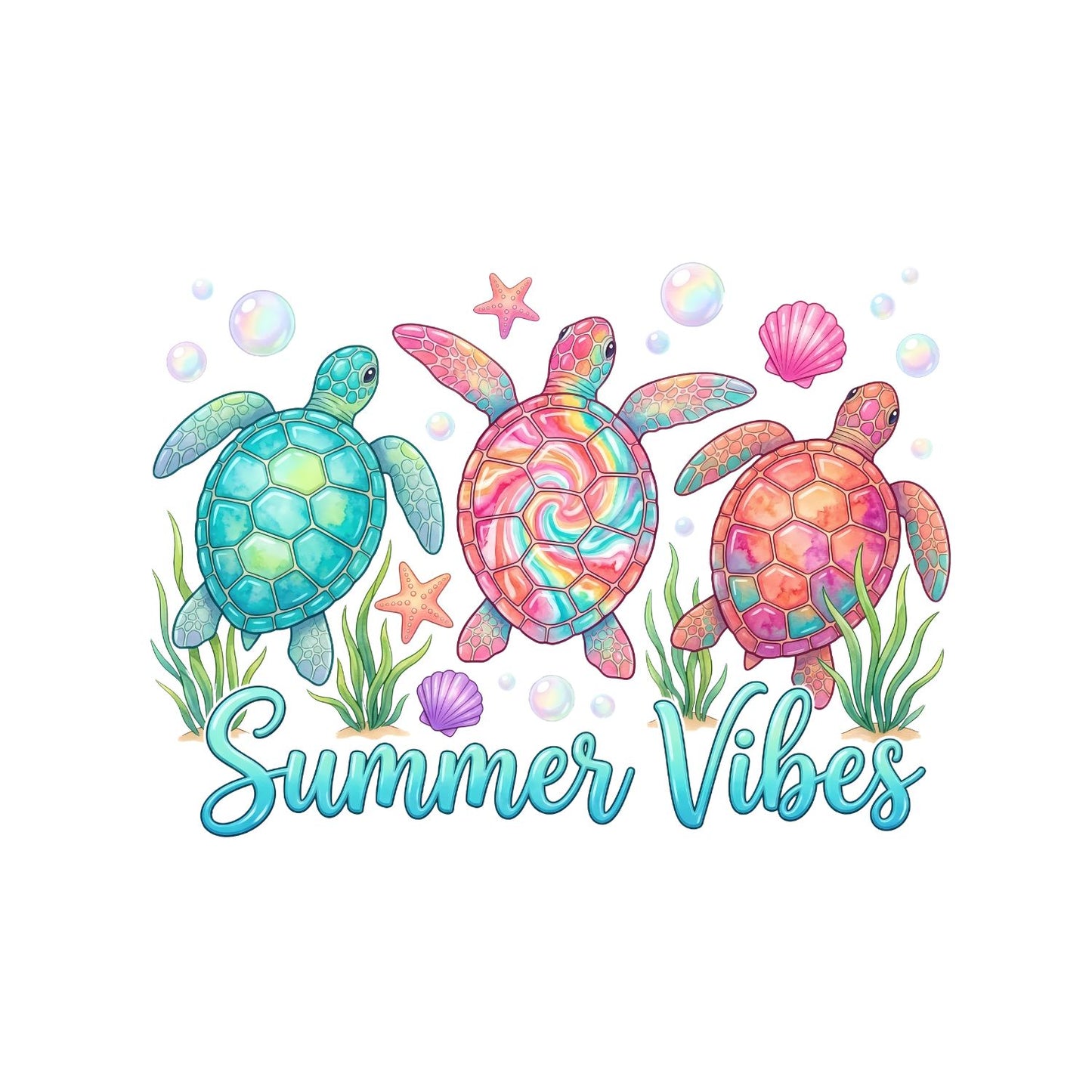 Sea Turtles Summer Vibes T-Shirt | Summer Graphic Tee | Beach Shirt