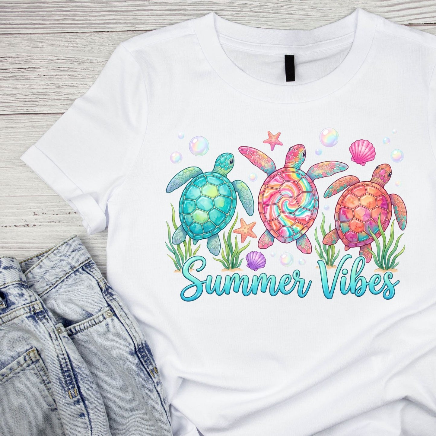Sea Turtles Summer Vibes T-Shirt | Summer Graphic Tee | Beach Shirt