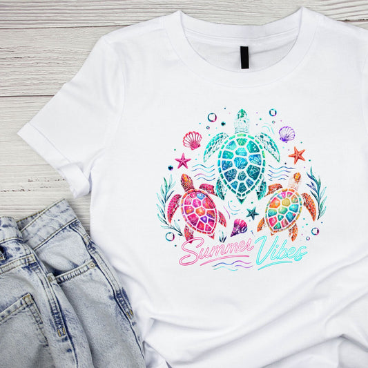 Sea Turtles Summer Vibes T-Shirt | Summer Graphic Tee | Beach Shirt